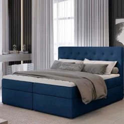 Wohnen Stauraumbett in Dunkelblau Samtbezug - Sipano