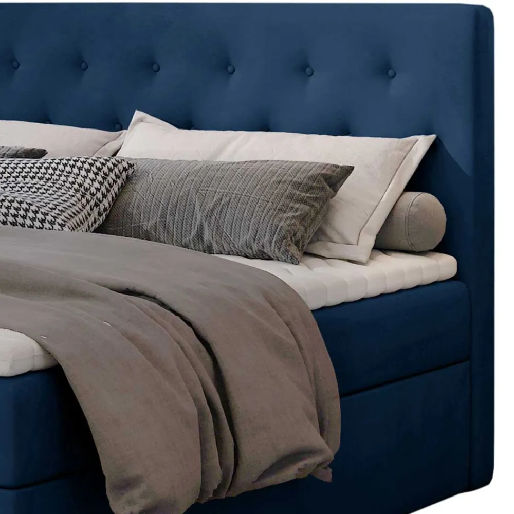 Wohnen Stauraumbett in Dunkelblau Samtbezug - Sipano