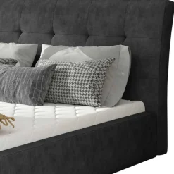 Wohnen Jugendbetten*Stauraumbett in Dunkelgrau Stoffbezug - Dave