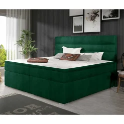 Wohnen Jugendbetten*Stauraumbett in Dunkelgrün Veloursbezug - Waruna