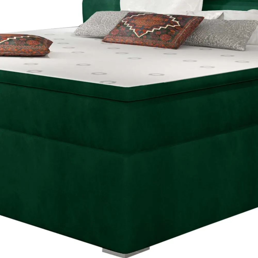 Wohnen Jugendbetten*Stauraumbett in Dunkelgrün Veloursbezug - Waruna