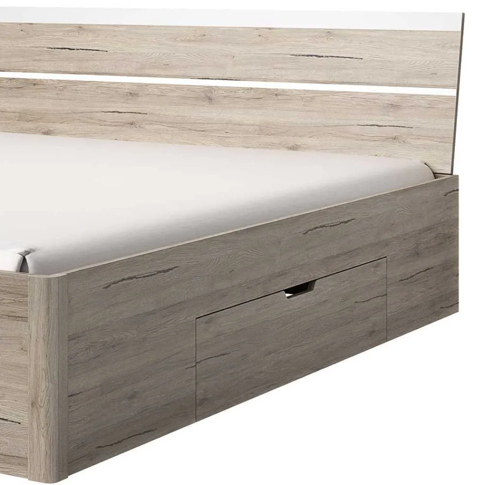 Wohnen Jugendbetten*Stauraumbett in Eiche San Remo Dekor - Duno