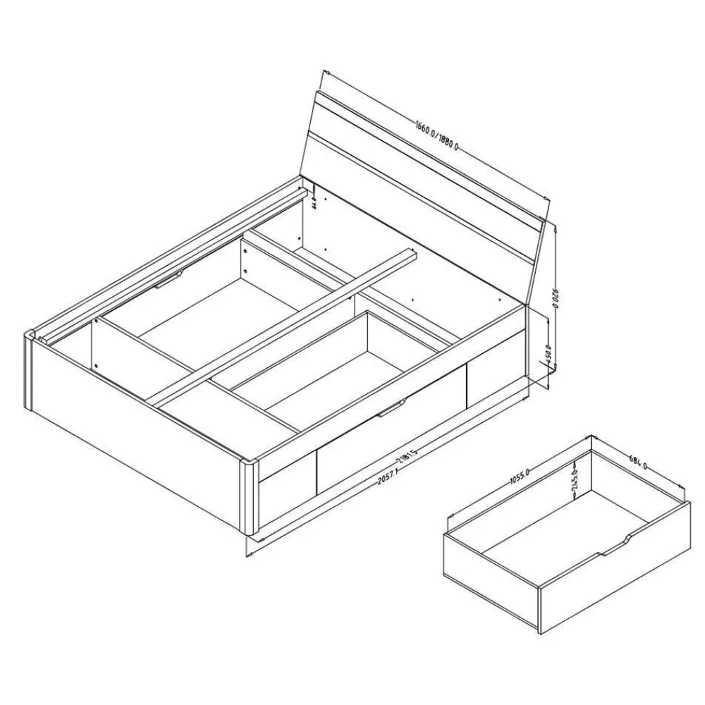 Wohnen Jugendbetten*Stauraumbett in Eiche San Remo Dekor - Duno