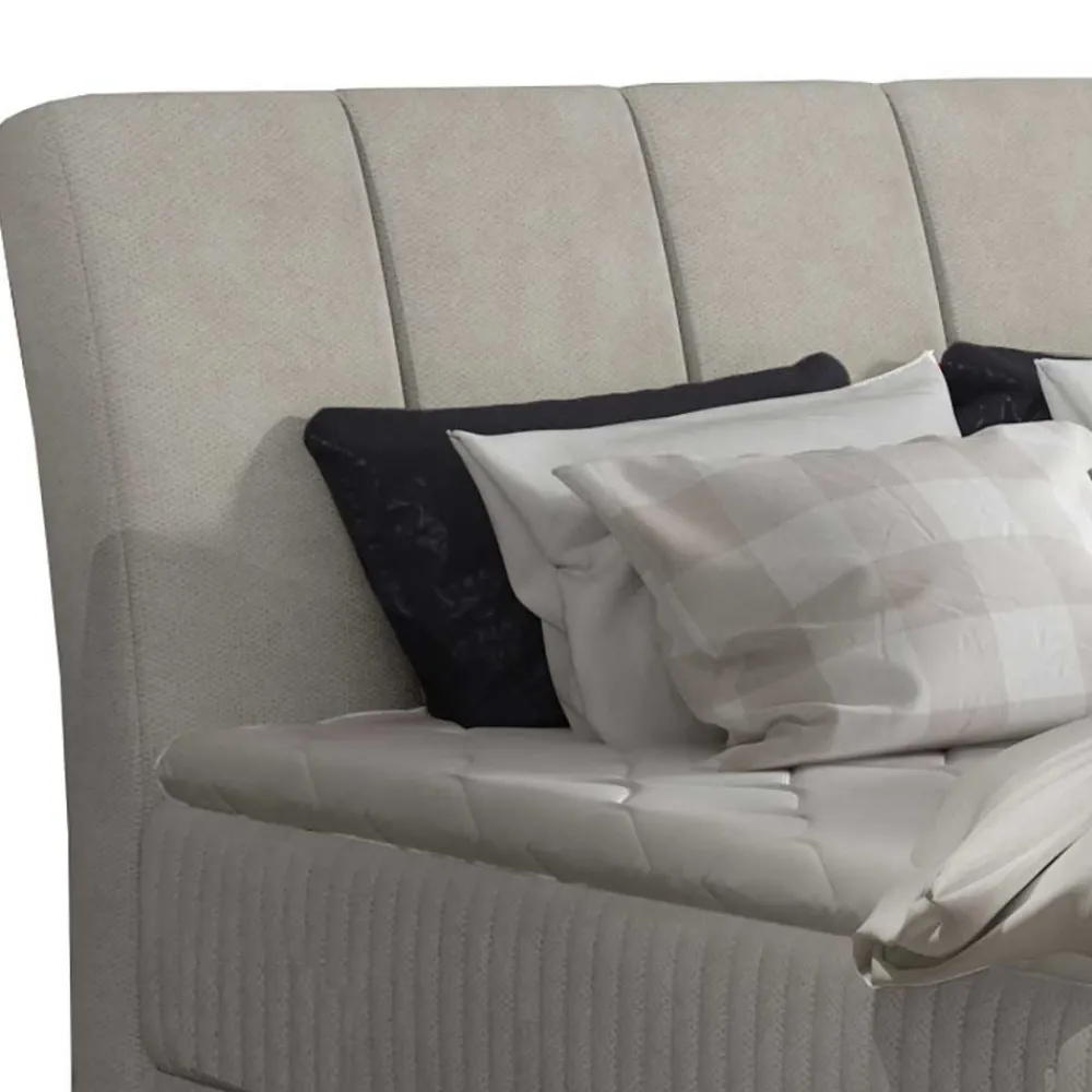 Wohnen Stauraumbett mit Samtbezug in Hellgrau - Barstro