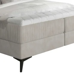 Wohnen Stauraumbett mit Samtbezug in Hellgrau - Barstro