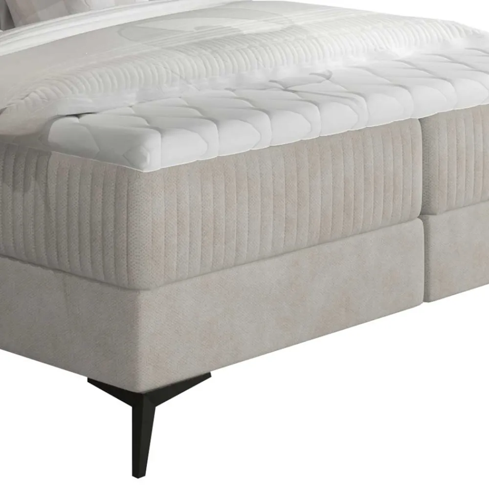 Wohnen Stauraumbett mit Samtbezug in Hellgrau - Barstro