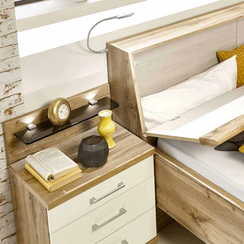 Wohnen Betten|Betten*Stauraumbett Neriman und Nachtkommoden Set (dreiteilig)