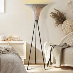 Wohnen Stehlampe mit Seegras Geflecht Schirm - Ciranzo