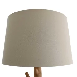 Wohnen Lampen & Leuchten*Stehlampe mit Stoffschirm und Naturholz Fuß - Longli