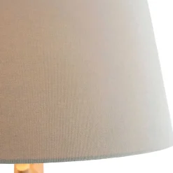 Wohnen Lampen & Leuchten*Stehlampe mit Stoffschirm und Naturholz Fuß - Longli