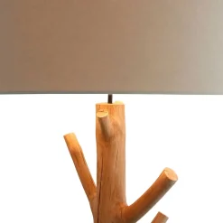 Wohnen Lampen & Leuchten*Stehlampe mit Stoffschirm und Naturholz Fuß - Longli