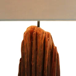 Wohnen Stehlampe mit Stoffschirm und Treibholz Stele - Duvianco