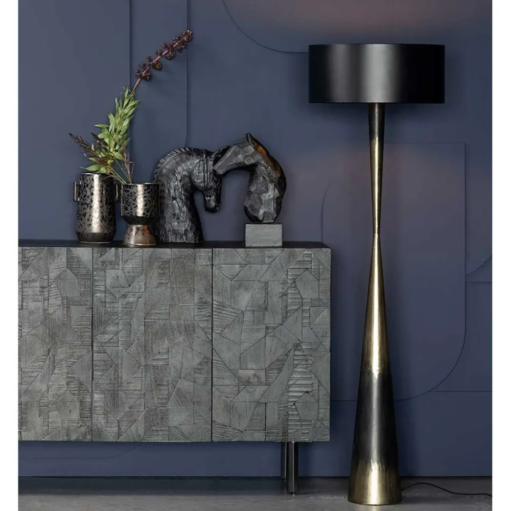 Wohnen Lampen & Leuchten*Stehleuchte in Schwarz & Messing - Moridado