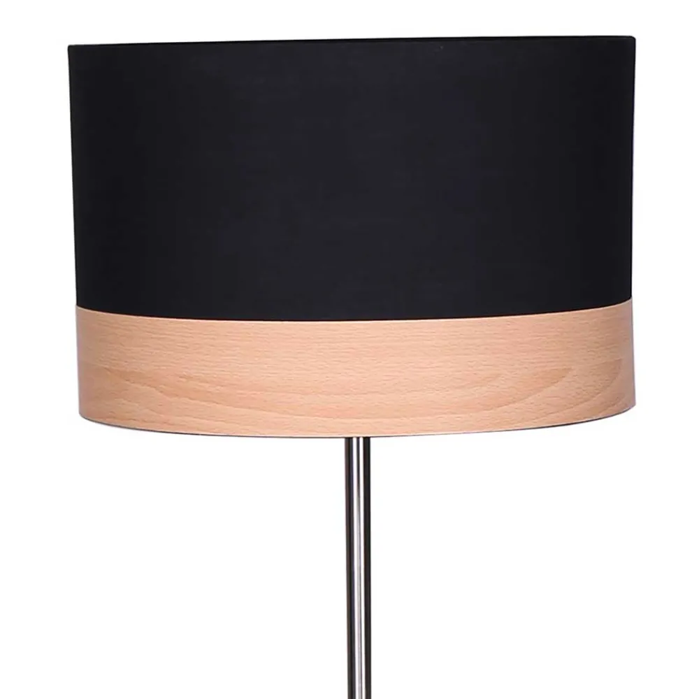 Wohnen Stehleuchte mit Schirm in Schwarz & Holzoptik - New Orleans