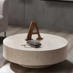 Wohnen Designermöbel*Stein Couchtisch Karan in Creme