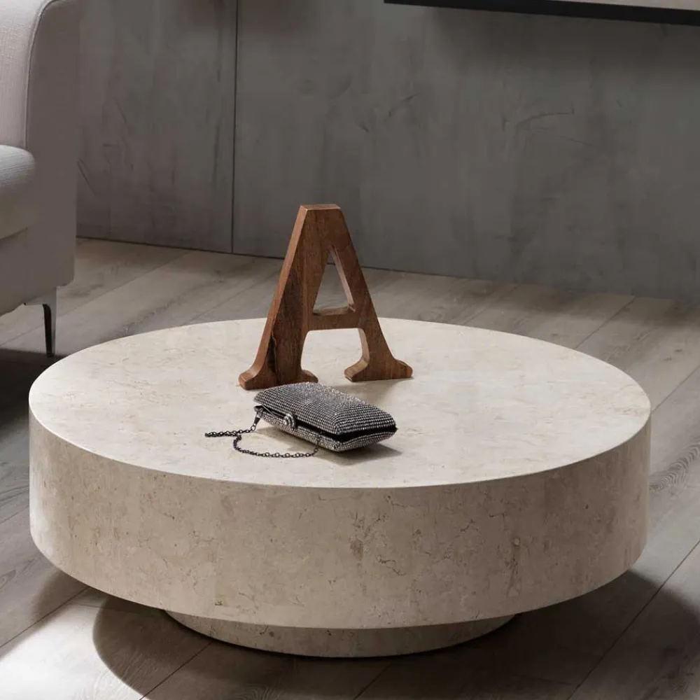 Wohnen Designermöbel*Stein Couchtisch Karan in Creme