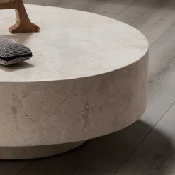 Wohnen Designermöbel*Stein Couchtisch Karan in Creme