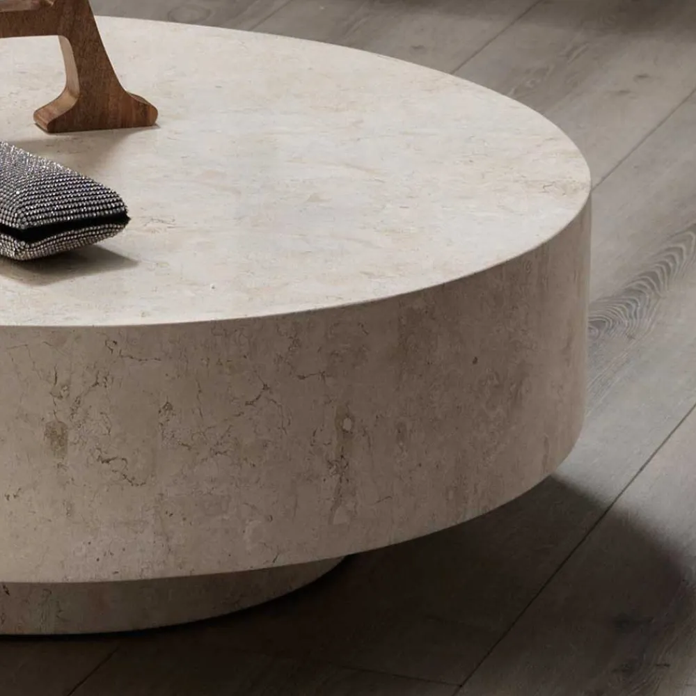 Wohnen Designermöbel*Stein Couchtisch Karan in Creme