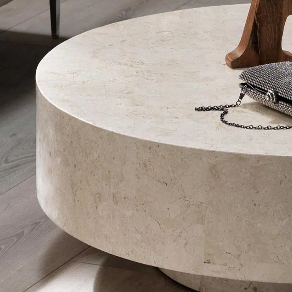 Wohnen Designermöbel*Stein Couchtisch Karan in Creme