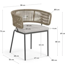 Wohnen Rattanmöbel|Esszimmerstühle*Stühle aus Kordelgeflecht Beige - Wanisha (4er Set)
