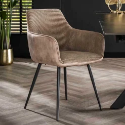 Wohnen Wohnzimmerstühle*Stühle in Beige Cord und Samt - Tulcea (2er Set)