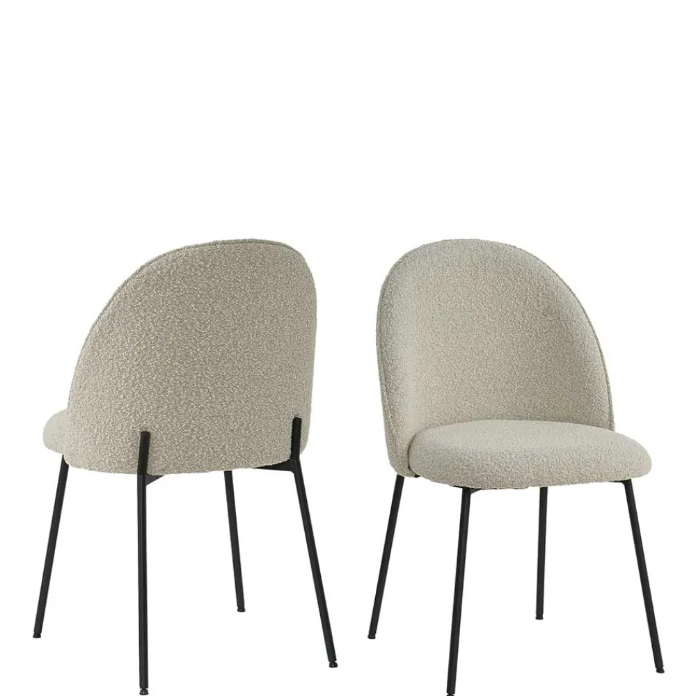 Wohnen Stühle in Beigegrau mit Schwarz - Facanella (2er Set)