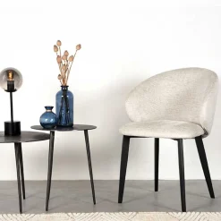 Wohnen Küchenstühle|Esszimmerstühle*Stühle in Cremeweiß Struktursamt - Levetreal (2er Set)