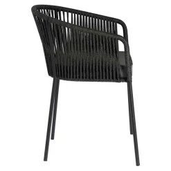 Wohnen Stühle mit Kordelgeflecht in Schwarz - Gesdana (4er Set)