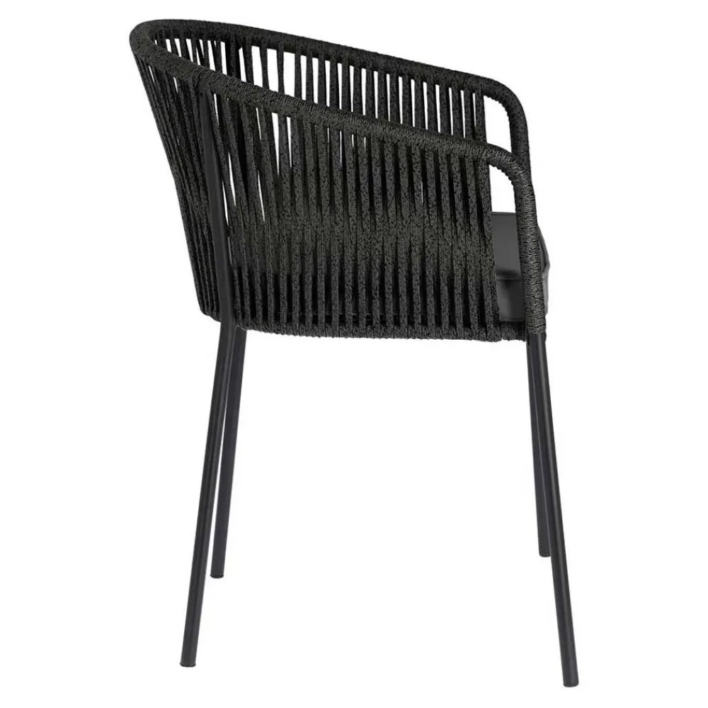 Wohnen Stühle mit Kordelgeflecht in Schwarz - Gesdana (4er Set)