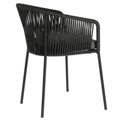 Wohnen Stühle mit Kordelgeflecht in Schwarz - Gesdana (4er Set)