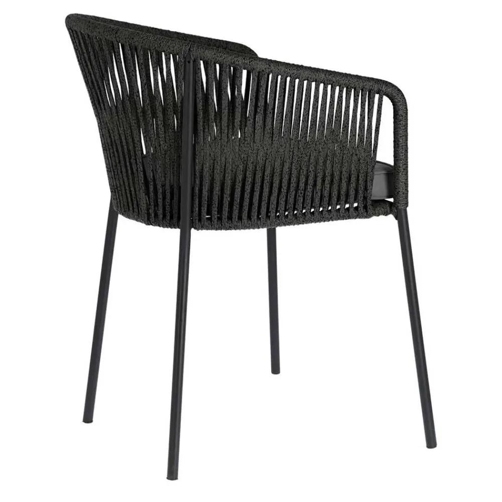 Wohnen Stühle mit Kordelgeflecht in Schwarz - Gesdana (4er Set)