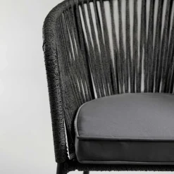 Wohnen Stühle mit Kordelgeflecht in Schwarz - Gesdana (4er Set)