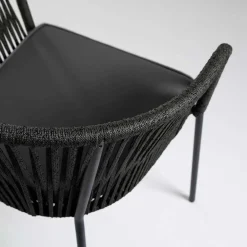 Wohnen Stühle mit Kordelgeflecht in Schwarz - Gesdana (4er Set)
