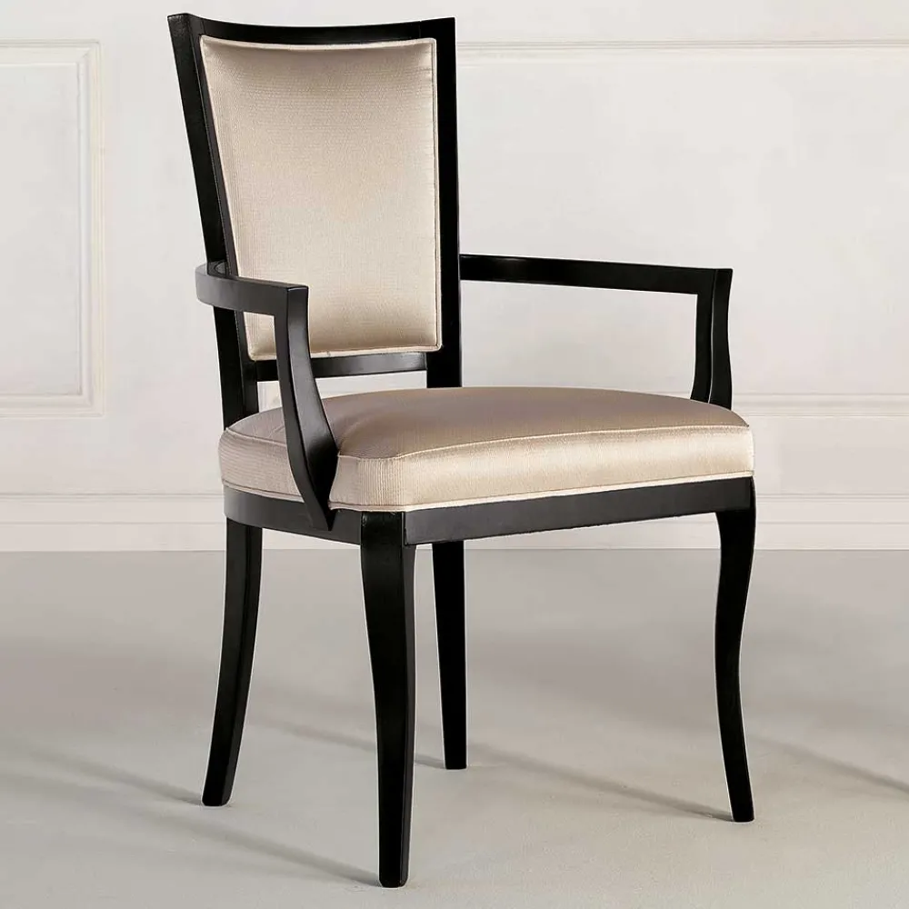 Wohnen Küchenstühle|Esszimmerstühle*Stilvoller Armlehnenstuhl in Beige Stoff - Susi