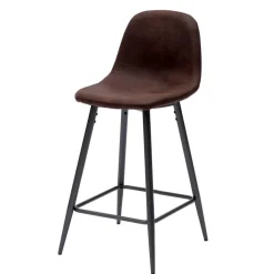 Wohnen Stilvoller Barhocker mit Schalensitz Creditana Kunstleder Vintage Braun (2er Set)