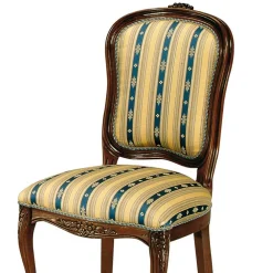Wohnen Stilvoller Barock Polsterstuhl Magari mit Stoff Blau Gelb