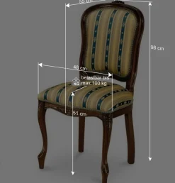 Wohnen Stilvoller Barock Polsterstuhl Magari mit Stoff Blau Gelb