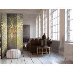 Kinder Wohnen Stilvoller Paravent in Gold Grau - Mataral