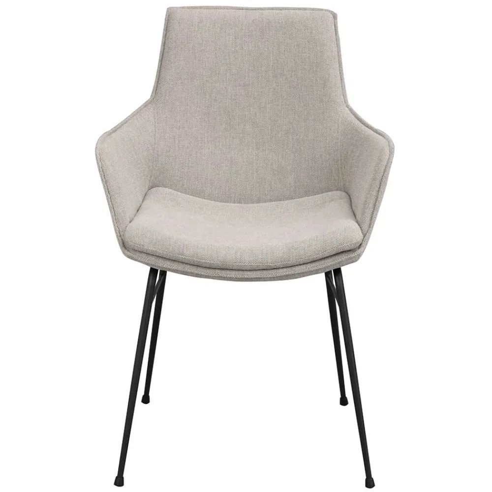 Wohnen Schwarze Möbel|Küchenstühle*Stoff Armlehnenstuhl in Hellgrau - Jackon (2er Set)