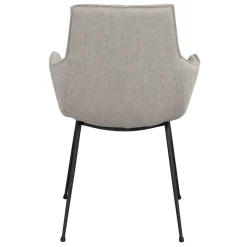 Wohnen Schwarze Möbel|Küchenstühle*Stoff Armlehnenstuhl in Hellgrau - Jackon (2er Set)