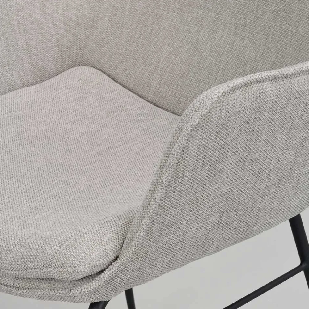 Wohnen Schwarze Möbel|Küchenstühle*Stoff Armlehnenstuhl in Hellgrau - Jackon (2er Set)