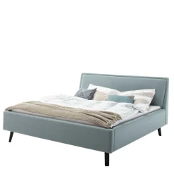 Wohnen Stoff Bett in Hellblau mit Schwarz - Longli