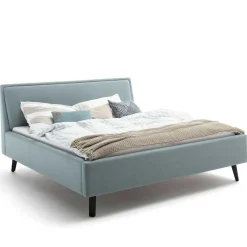 Wohnen Stoff Bett in Hellblau mit Schwarz - Longli