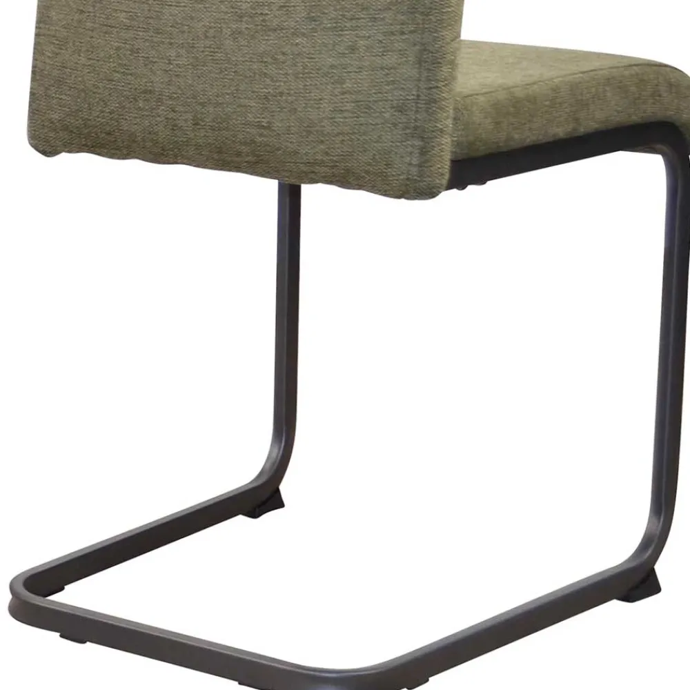 Wohnen Küchenstühle|Esszimmerstühle*Stoff Freischwinger Stühle in Oliv Grün - Maximo (4er Set)