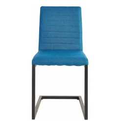 Wohnen Schwarze Möbel|Wohnzimmerstühle*Stoff Freischwinger Stuhl in Petrol Blau - Isakina (2er Set)