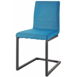 Wohnen Schwarze Möbel|Wohnzimmerstühle*Stoff Freischwinger Stuhl in Petrol Blau - Isakina (2er Set)