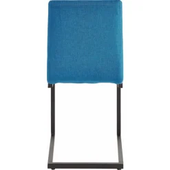 Wohnen Schwarze Möbel|Wohnzimmerstühle*Stoff Freischwinger Stuhl in Petrol Blau - Isakina (2er Set)