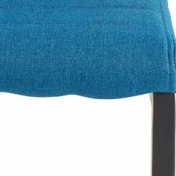 Wohnen Schwarze Möbel|Wohnzimmerstühle*Stoff Freischwinger Stuhl in Petrol Blau - Isakina (2er Set)