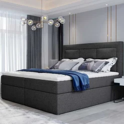 Wohnen Jugendbetten*Stoffbett mit Stauraum in Dunkelgrau - Pastolora