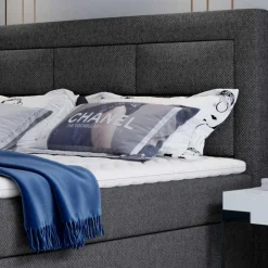 Wohnen Jugendbetten*Stoffbett mit Stauraum in Dunkelgrau - Pastolora